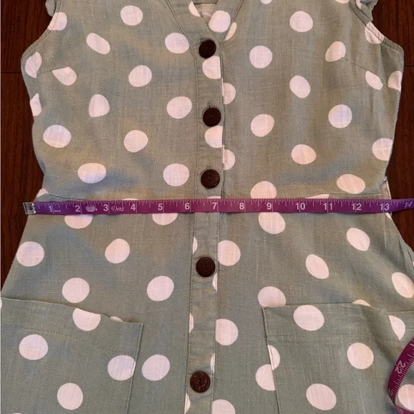 Monteau Green Linen Blend Polka Dot Midi Dress - Size Small - Picture 8 of 11